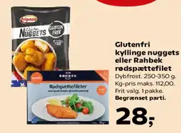 SuperBrugsen Glutenfri kyllinge nuggets / rødspættefileter tilbud