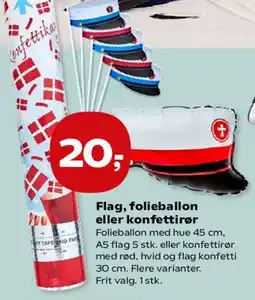 Kvickly Flag, folieballon eller konfettirør tilbud