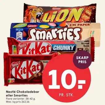 SPAR Nestlé chokoladebar eller Smarties tilbud
