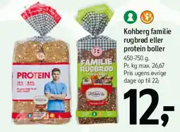Føtex Kohberg familie rugbrød eller protein boller tilbud