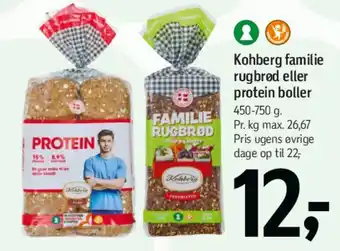 Føtex Kohberg familie rugbrød eller protein boller tilbud