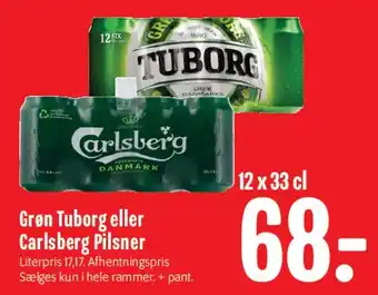 Min Købmand Grøn Tuborg eller Carlsberg Pilsner (12 x 33 cl) tilbud