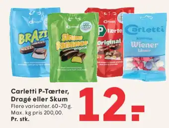 SPAR Carletti P-Tærter, Drage eller Skum tilbud
