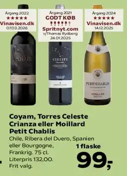 SuperBrugsen Coyam, Torres Celeste Crianza eller Moillard Petit Chablis tilbud