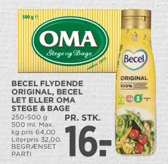 MENY Becel flydende / OMA Stege & Bage tilbud