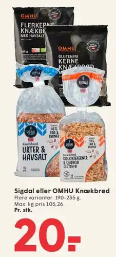 SPAR Sigdal eller OMHU Knækbrød tilbud