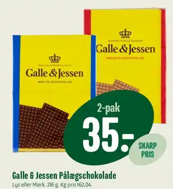 Min Købmand Galle & Jessen Pålægschokolade tilbud