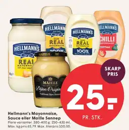 SPAR Hellmann's Mayonnaise / Sauce eller Maille Sennep tilbud