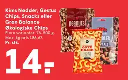 SPAR Kims Nødder / Gestus Chips / Grøn Balance Økologiske Chips tilbud