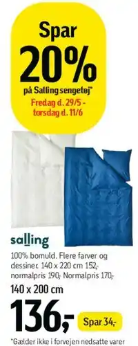 Føtex Salling sengesæt (100% bomuld) tilbud