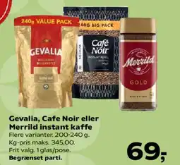 SuperBrugsen Gevalia, Cafe Noir eller Merrild instant kaffe tilbud