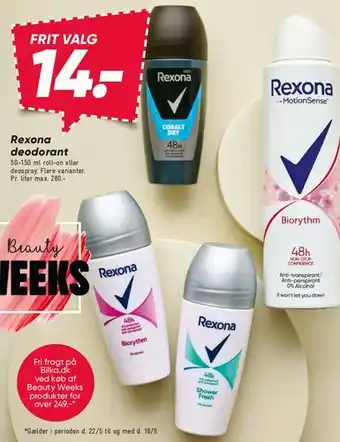 Bilka Rexona deodorant tilbud