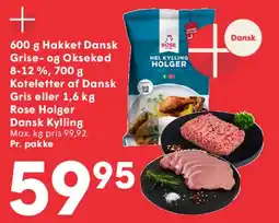 SPAR Dansk hakket kød / koteletter / Rose Holger kylling tilbud