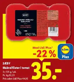 Lidl Makrelfileter i tomat tilbud