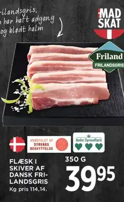 MENY Flæsk i skiver af dansk frilandsvin tilbud