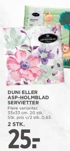 MENY DUNI eller Asp-Holmblad servietter tilbud