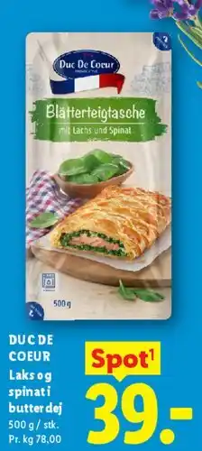 Lidl Blätterteigtasche - laks og spinat (butterdej) tilbud