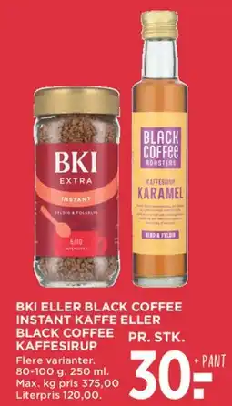 MENY BKI eller Black Coffee instant kaffe / kaffesirup tilbud