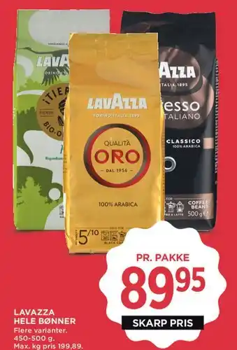MENY Lavazza hele bønner tilbud