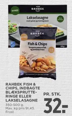 MENY Rahbek Fish & Chips / Lakselasagne tilbud