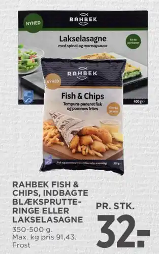MENY Rahbek Fish & Chips / Lakselasagne tilbud