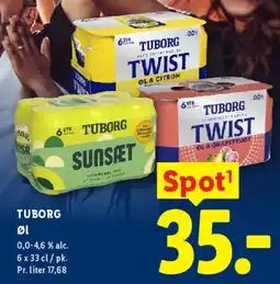 Lidl Tuborg øl (6 x 33 cl) tilbud