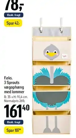 Føtex F.eks. 3 Sprouts vægophæng med lommer tilbud
