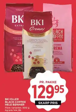 MENY BKI eller Black Coffee hele bønner tilbud