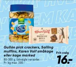 Bilka Gullón pick crackers / Salling muffins / Karen Volf småkager tilbud