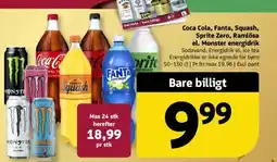 Løvbjerg Coca Cola, Fanta, Squash, Sprite Zero, Ramlösa el. Monster energidrik Sodavand, Energidrik el. ice tea Energidrikke tilbud