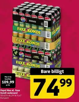 Løvbjerg Pepsi Max el. Faxe Kondi sodavand tilbud