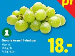 Lidl Grønne kernfri vindruer tilbud