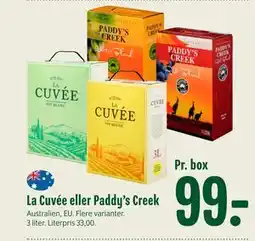 Min Købmand La Cuvée eller Paddy’s Creek tilbud