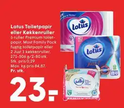 SPAR Lotus Toiletpapir eller Køkkenruller tilbud