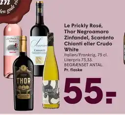 SPAR Le Prickly Rosé, Thor Negroamaro Zinfandel, Scaránto Chianti eller Crudo White tilbud