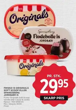 MENY FRISKO IS ORIGINALS SOFT SCOOP ELLER SPANGSBERG JORDBÆR IS tilbud