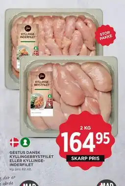 MENY GESTUS DANSK KYLLINGEBRYSTFILET ELLER KYLLINGEINDERFILET tilbud