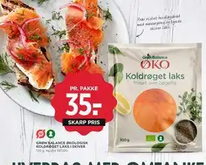 MENY GRØN BALANCE ØKOLOGISK KOLDRØGET LAKS I SKIVER tilbud