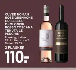MENY CUVÉE ROMAN ROSÉ GRENACHE GRIS ELLER ØKOLOGISK ROSSO TOSCANA TENUTA LE PERCHIE tilbud