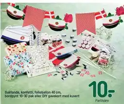 REMA 1000 Guirlande, konfetti, folieballon 40 cm, bordpynt 10-30 pak eller DIY gavekort med kuvert tilbud