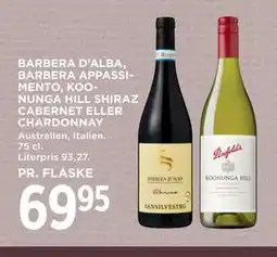 MENY BARBERA D’ALBA, BARBERA APPASSIMENTO, KOONUNGA HILL SHIRAZ CABERNET ELLER CHARDONNAY tilbud