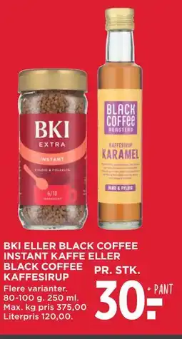 MENY BKI ELLER BLACK COFFEE INSTANT KAFFE ELLER BLACK COFFEE KAFFESIRUP tilbud