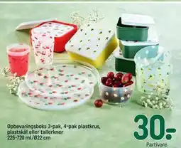 REMA 1000 Opbevaringsboks 3-pak, 4-pak plastkrus, plastskål eller tallerkner 225-720 ml/Ø22 cm tilbud