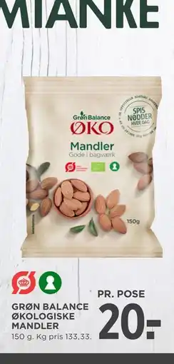 MENY GRØN BALANCE ØKOLOGISKE MANDLER tilbud