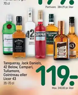 REMA 1000 Tanqueray, Jack Daniels, 42 Below, Campari, Tullamore, Cointreau eller Licor 43 tilbud