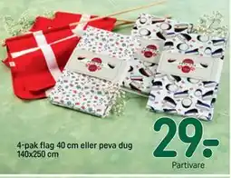 REMA 1000 4-pak flag 40 cm eller peva dug 140x250 cm tilbud