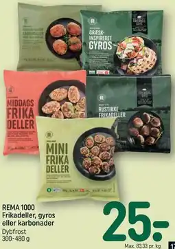 REMA 1000 REMA 1000 Frikadeller, gyros eller karbonader tilbud