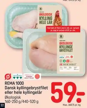 REMA 1000 REMA 1000 Dansk kyllingebrystfilet eller hele kyllingelår tilbud