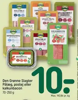 REMA 1000 Den Grønne Slagter Pålæg, postej eller kalkunbacon tilbud