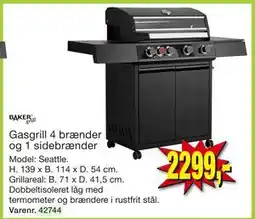 Harald Nyborg Gasgrill 4 brænder og 1 sidebrænder Seattle tilbud